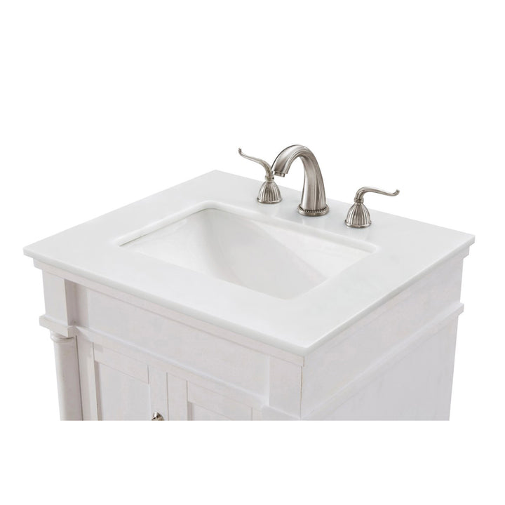 24 Inch Single Bathroom Vanity In Antique White With Ivory White Marble - View 5 - Joshua Marshal