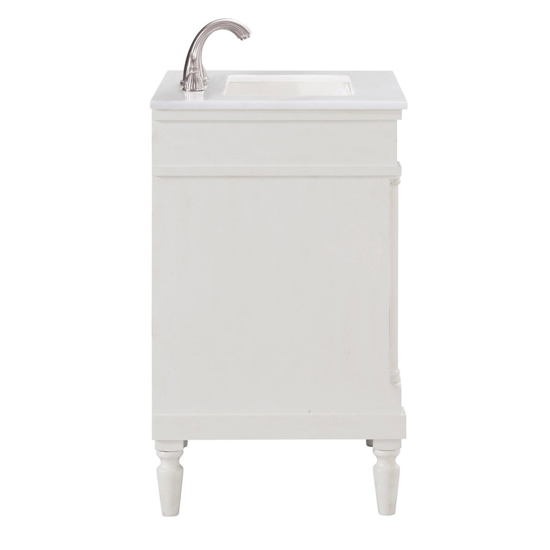 24 Inch Single Bathroom Vanity In Antique White With Ivory White Marble - View 6 - Joshua Marshal