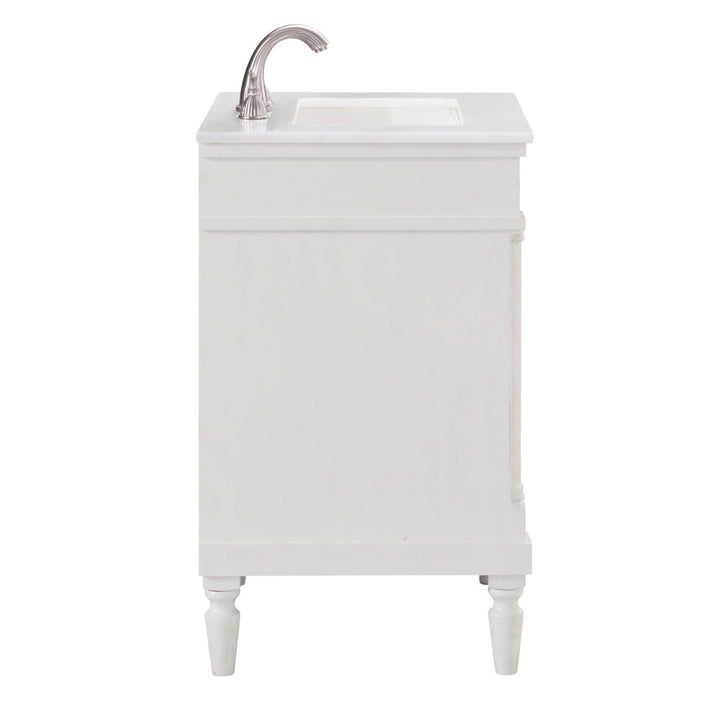 24 Inch Single Bathroom Vanity In Antique White With Ivory White Marble - View 6 - Joshua Marshal