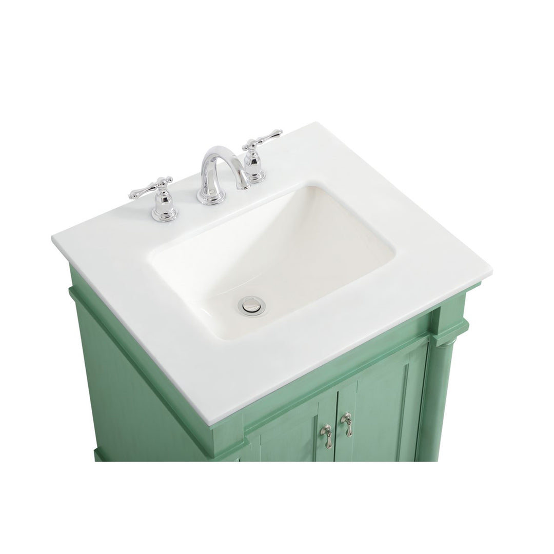 24 Inch Single Bathroom Vanity In Vintage Mint With Ivory White Marble - View 6 - Joshua Marshal