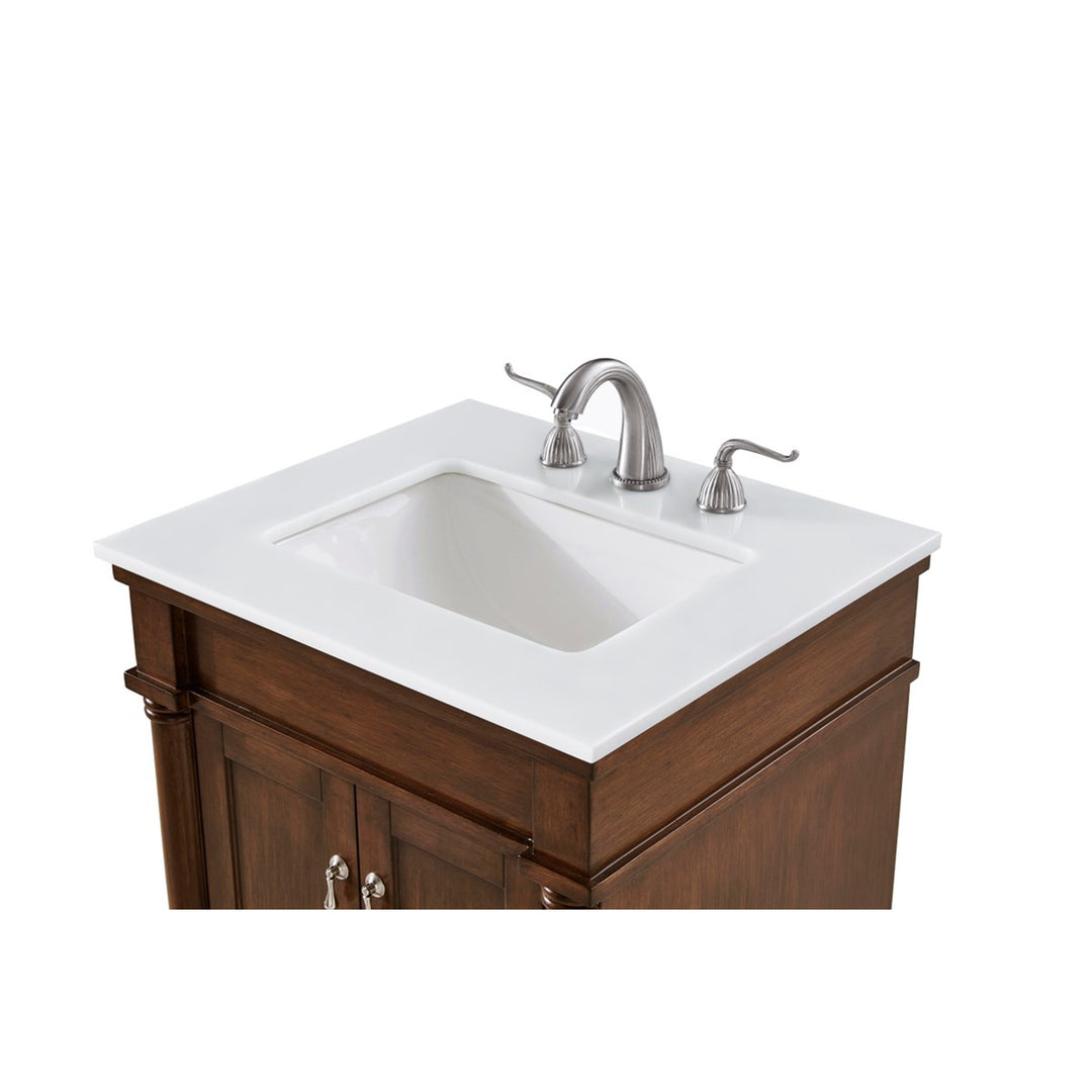 24 Inch Single Bathroom Vanity In Walnut With Ivory White Marble - View 6 - Joshua Marshal