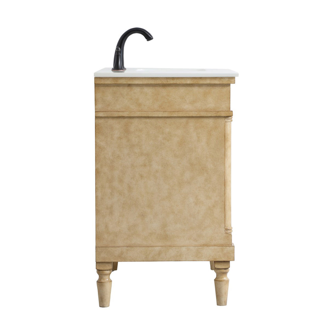 36 Inch Single Bathroom Vanity In Antique Beige With Ivory White Marble - View 6 - Joshua Marshal