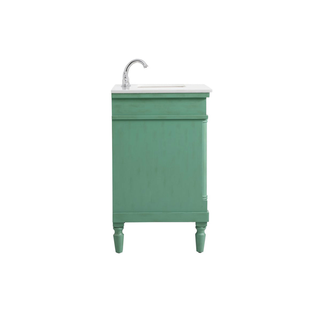 36 Inch Single Bathroom Vanity In Vintage Mint With Ivory White Marble - View 6 - Joshua Marshal