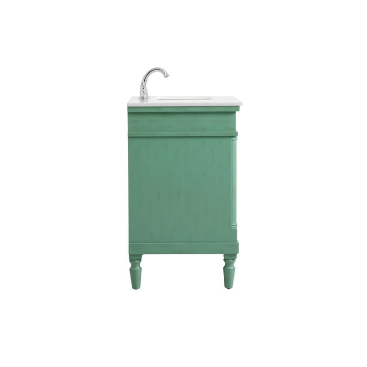 36 Inch Single Bathroom Vanity In Vintage Mint With Ivory White Marble - View 6 - Joshua Marshal