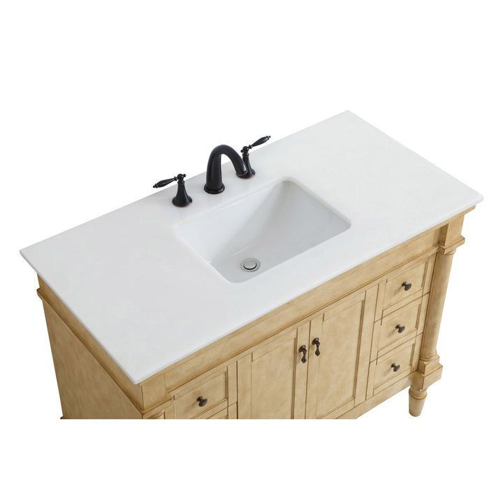 42 Inch Single Bathroom Vanity In Antique Beige With Ivory White Marble - View 6 - Joshua Marshal