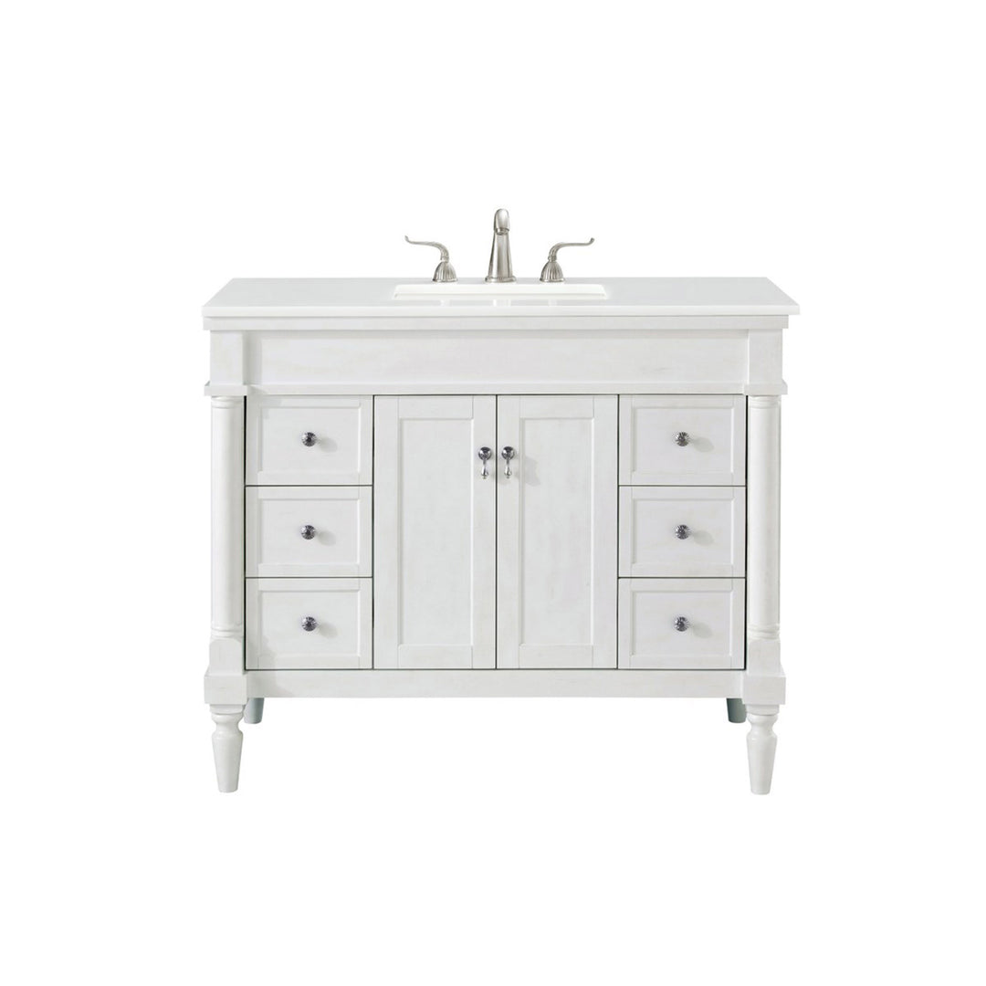42 Inch Single Bathroom Vanity In Antique White With Ivory White Marble - View 3 - Joshua Marshal