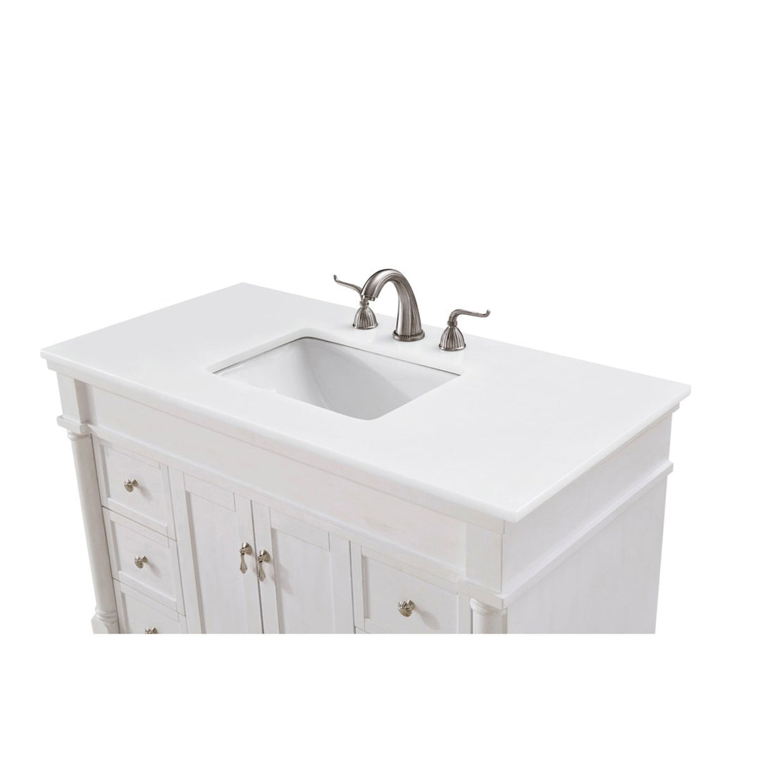 42 Inch Single Bathroom Vanity In Antique White With Ivory White Marble - View 6 - Joshua Marshal