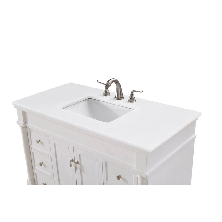 42 Inch Single Bathroom Vanity In Antique White With Ivory White Marble - View 6 - Joshua Marshal