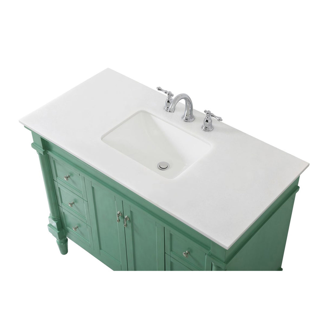 42 Inch Single Bathroom Vanity In Vintage Mint With Ivory White Marble - View 6 - Joshua Marshal