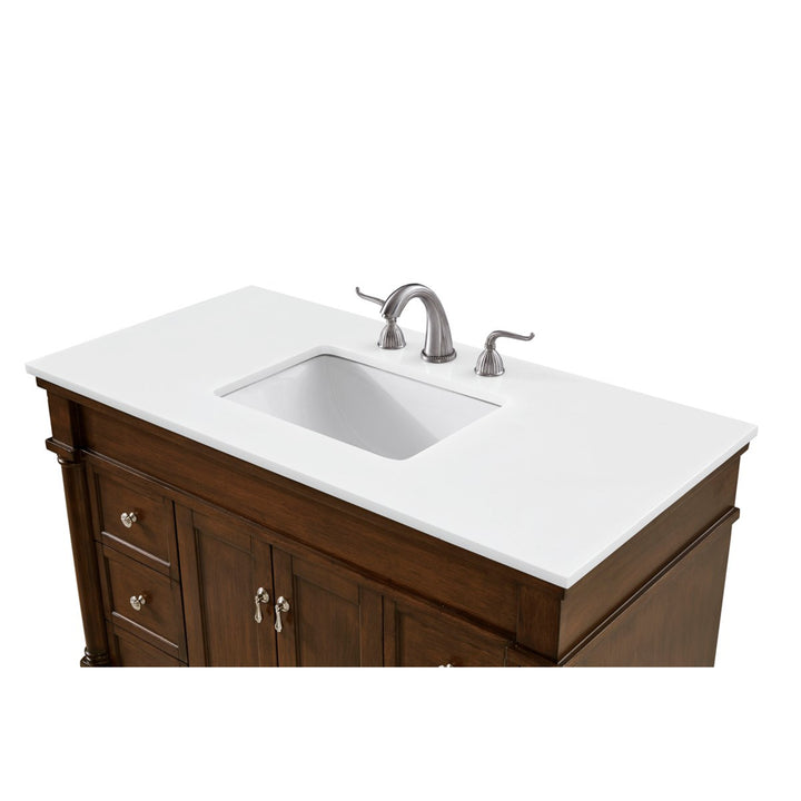 42 Inch Single Bathroom Vanity In Walnut With Ivory White Marble - View 6 - Joshua Marshal