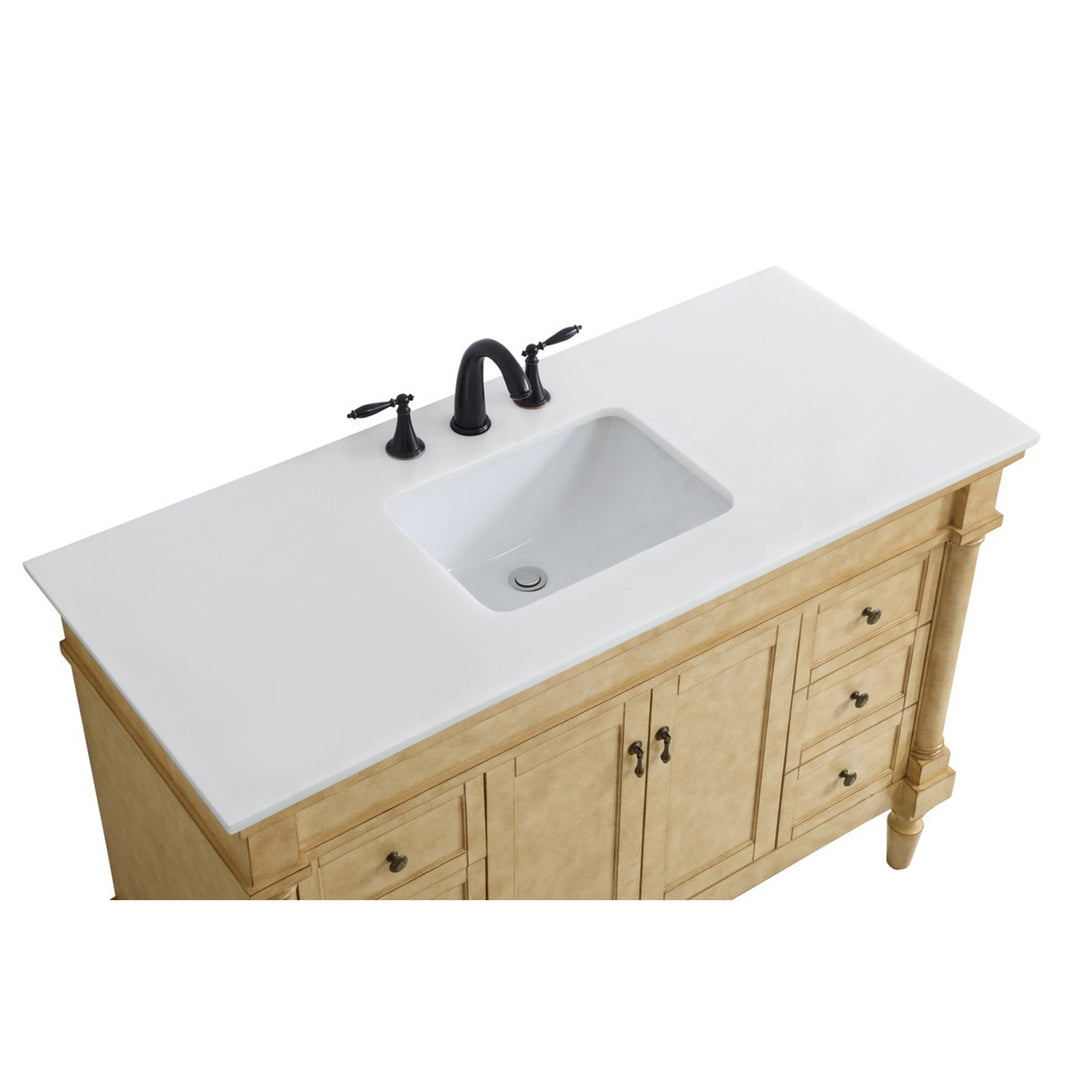 48 Inch Single Bathroom Vanity In Antique Beige With Ivory White Marble - View 5 - Joshua Marshal