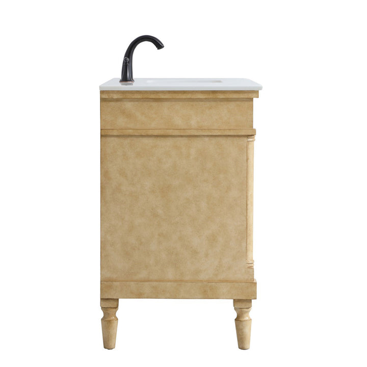 48 Inch Single Bathroom Vanity In Antique Beige With Ivory White Marble - View 6 - Joshua Marshal