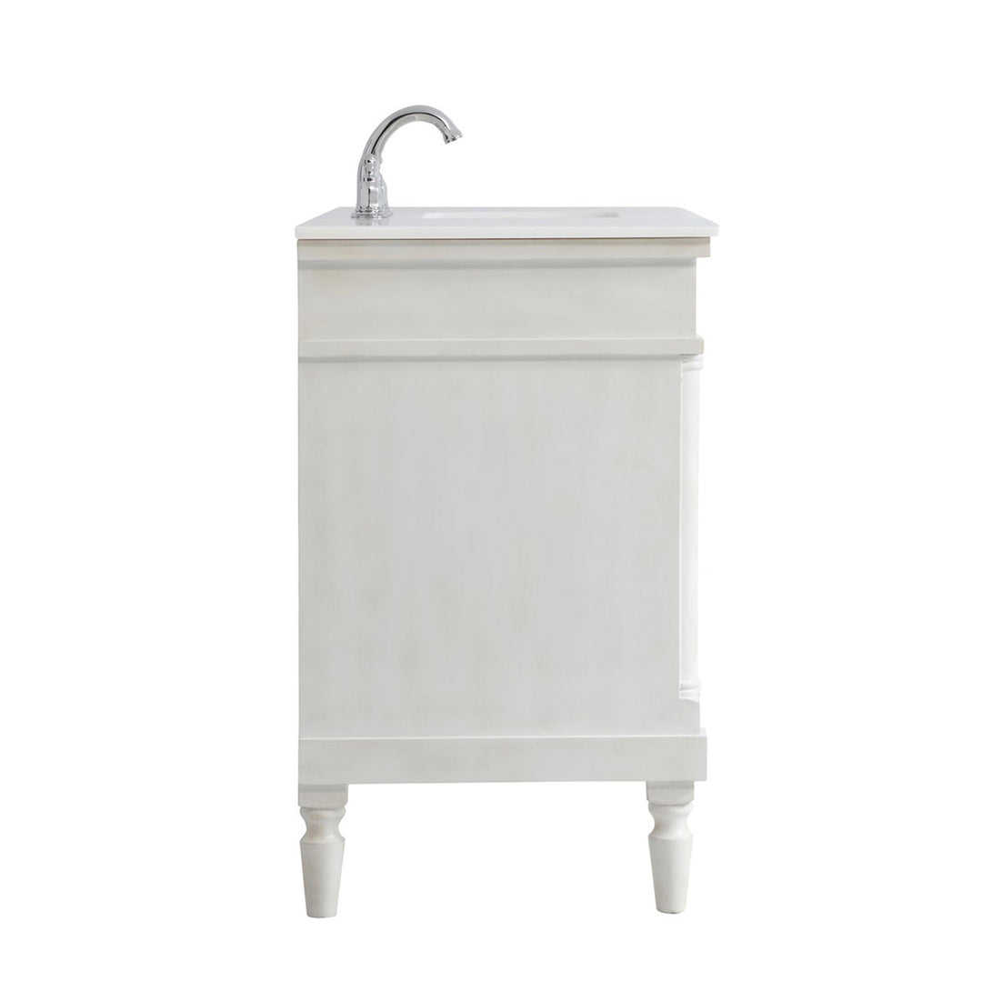 48 Inch Single Bathroom Vanity In Antique White With Ivory White Marble - View 6 - Joshua Marshal