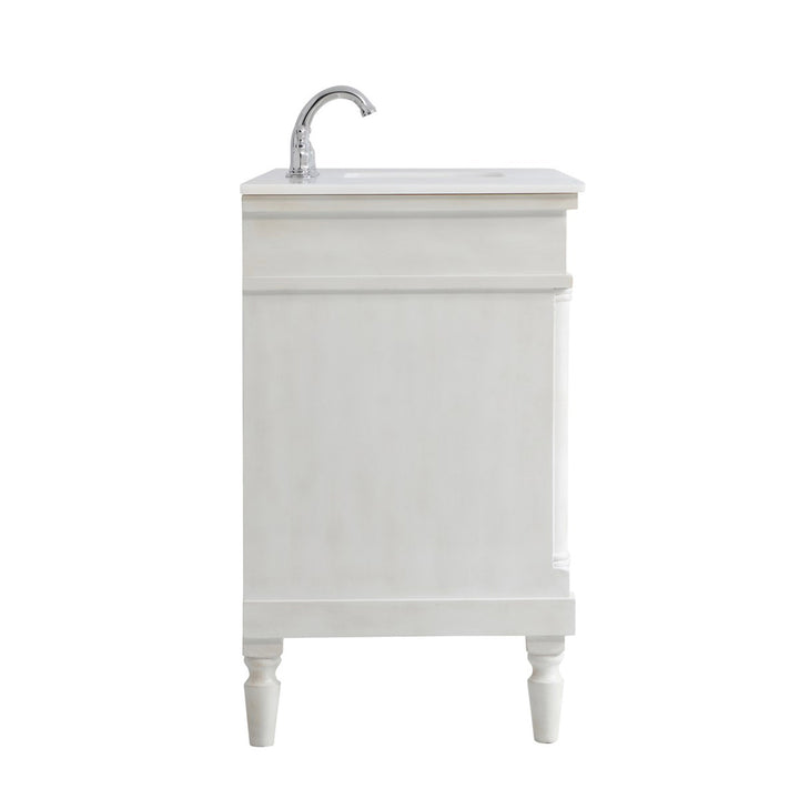 48 Inch Single Bathroom Vanity In Antique White With Ivory White Marble - View 6 - Joshua Marshal