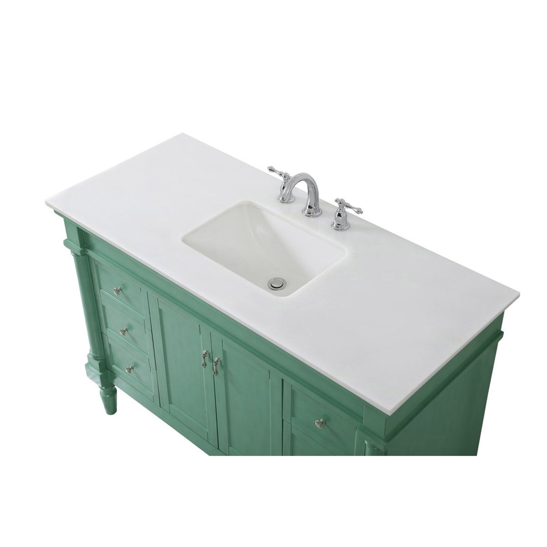 48 Inch Single Bathroom Vanity In Vintage Mint With Ivory White Marble - View 6 - Joshua Marshal