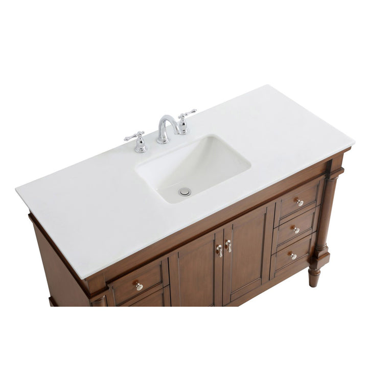 48 Inch Single Bathroom Vanity In Walnut With Ivory White Marble - View 5 - Joshua Marshal