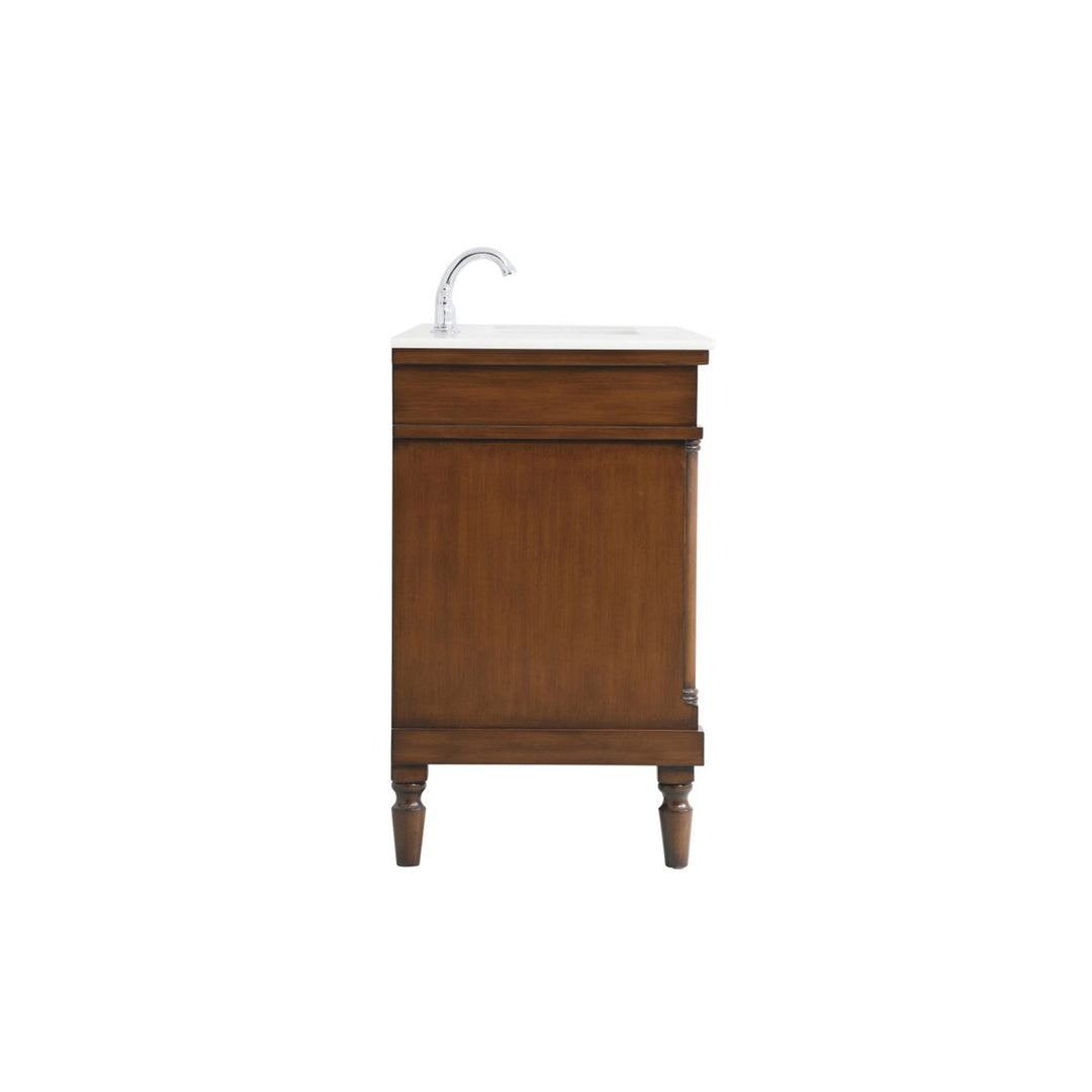 48 Inch Single Bathroom Vanity In Walnut With Ivory White Marble - View 6 - Joshua Marshal