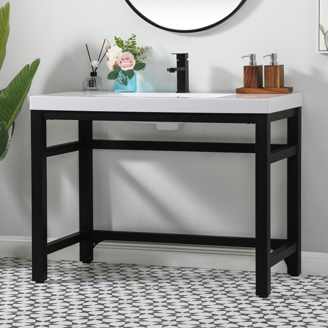 42 Inch Ada Compliant Single Bathroom Metal Vanity In Black Black Finish - KITCHEN & BATH by Joshua Marshal