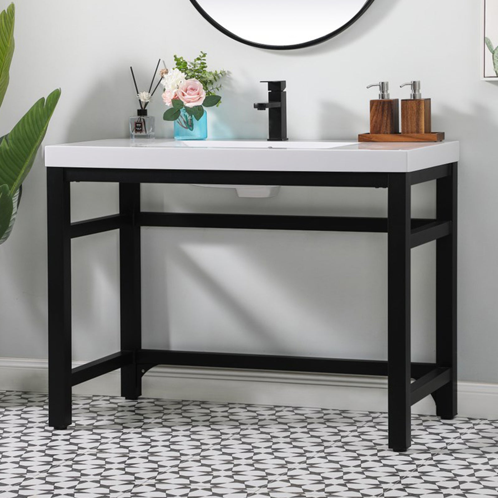 42 Inch Ada Compliant Single Bathroom Metal Vanity In Black Black Finish - KITCHEN & BATH by Joshua Marshal