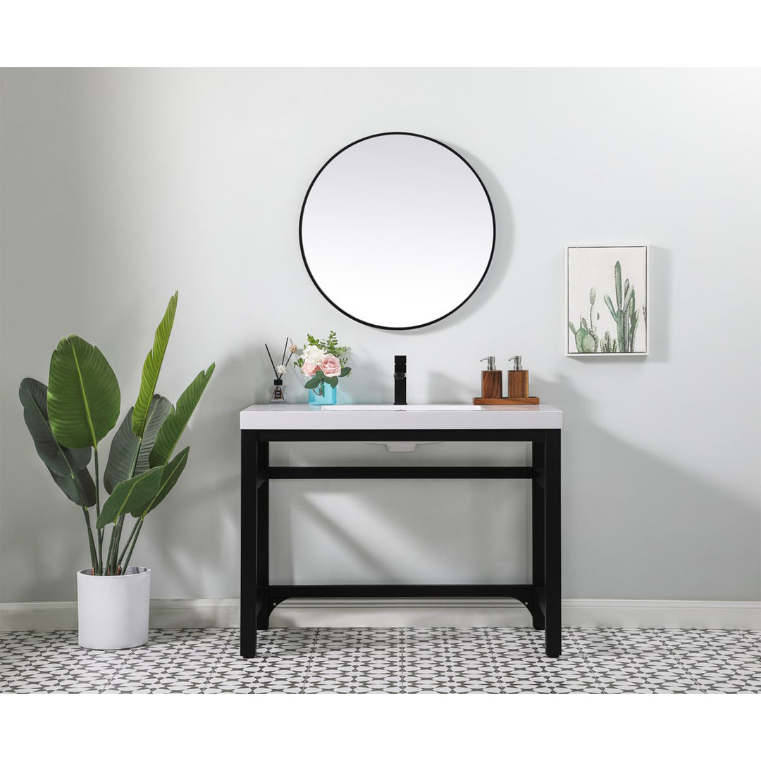 42 Inch Ada Compliant Single Bathroom Metal Vanity In Black - View 2 - Joshua Marshal