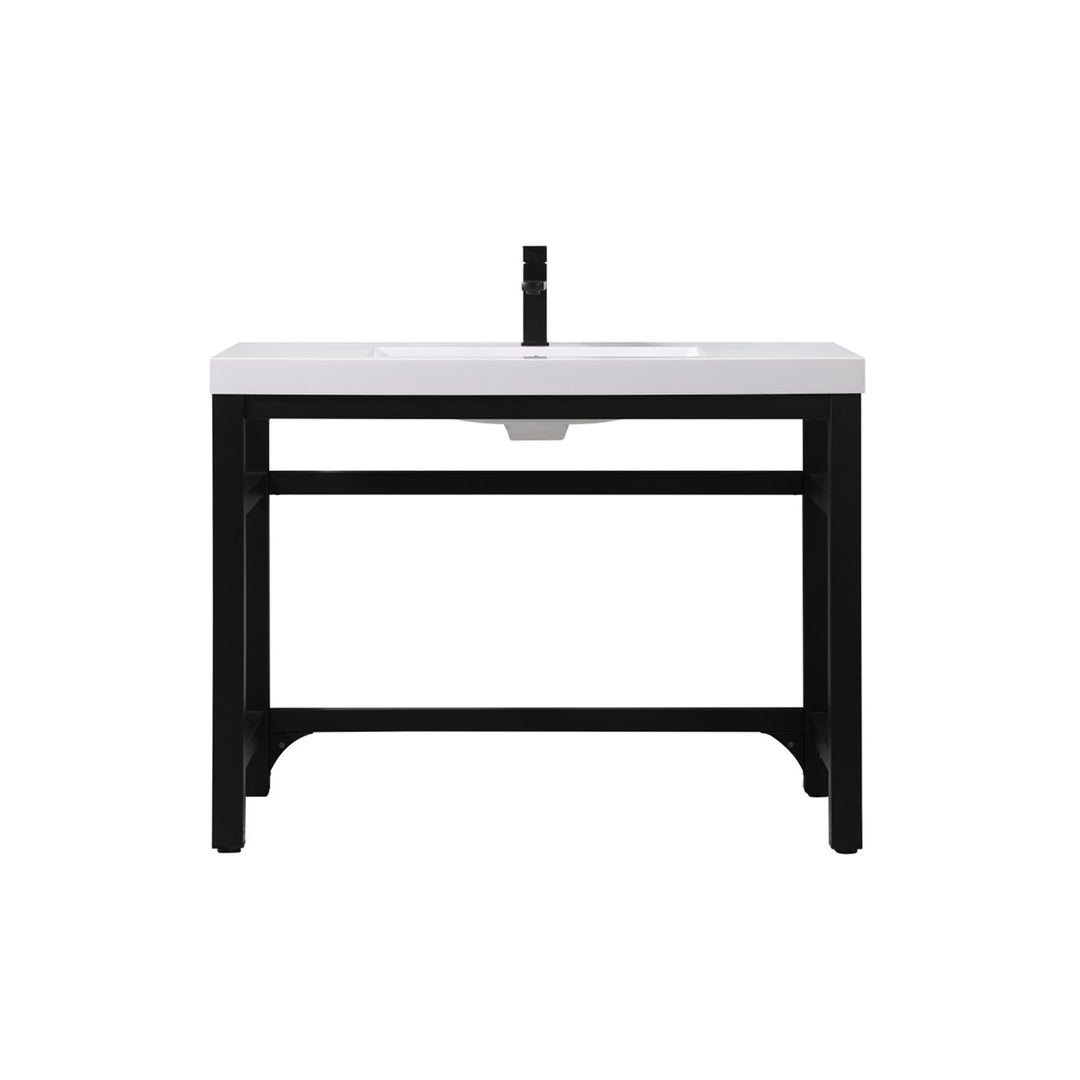 42 Inch Ada Compliant Single Bathroom Metal Vanity In Black - View 3 - Joshua Marshal