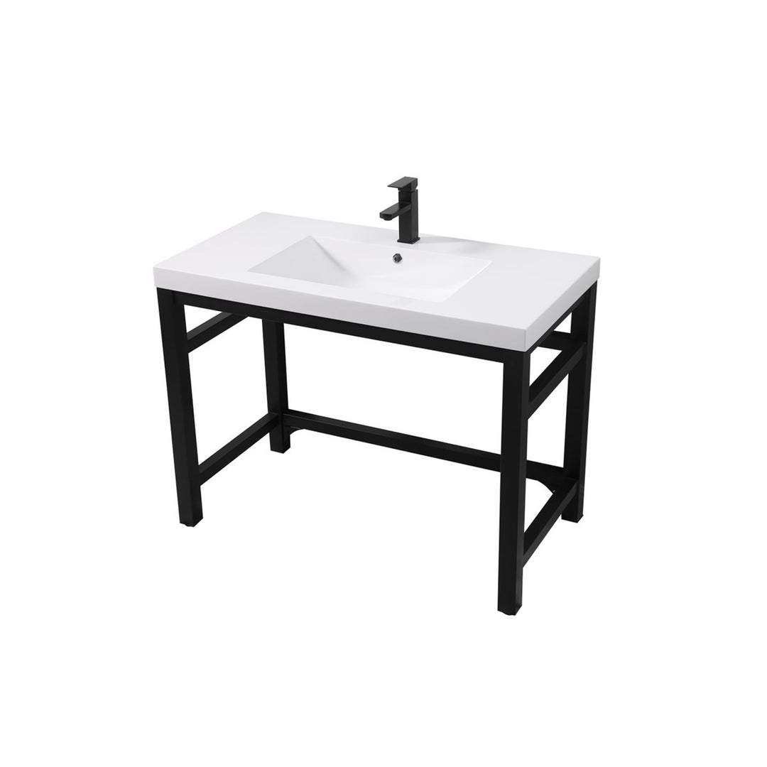 42 Inch Ada Compliant Single Bathroom Metal Vanity In Black - View 4 - Joshua Marshal