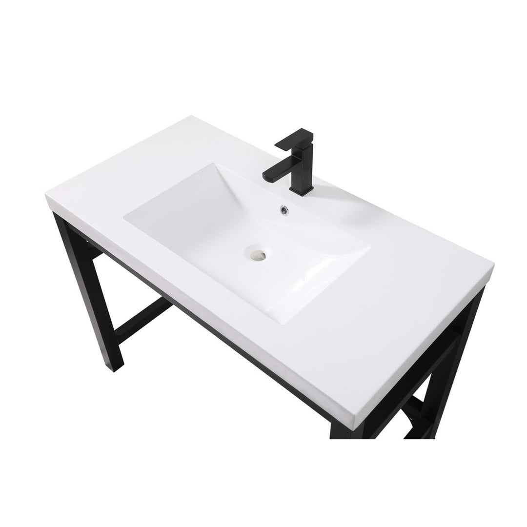 42 Inch Ada Compliant Single Bathroom Metal Vanity In Black - View 5 - Joshua Marshal