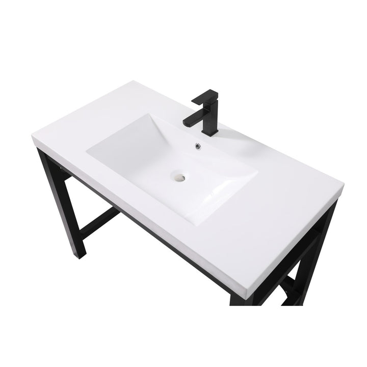 42 Inch Ada Compliant Single Bathroom Metal Vanity In Black - View 5 - Joshua Marshal