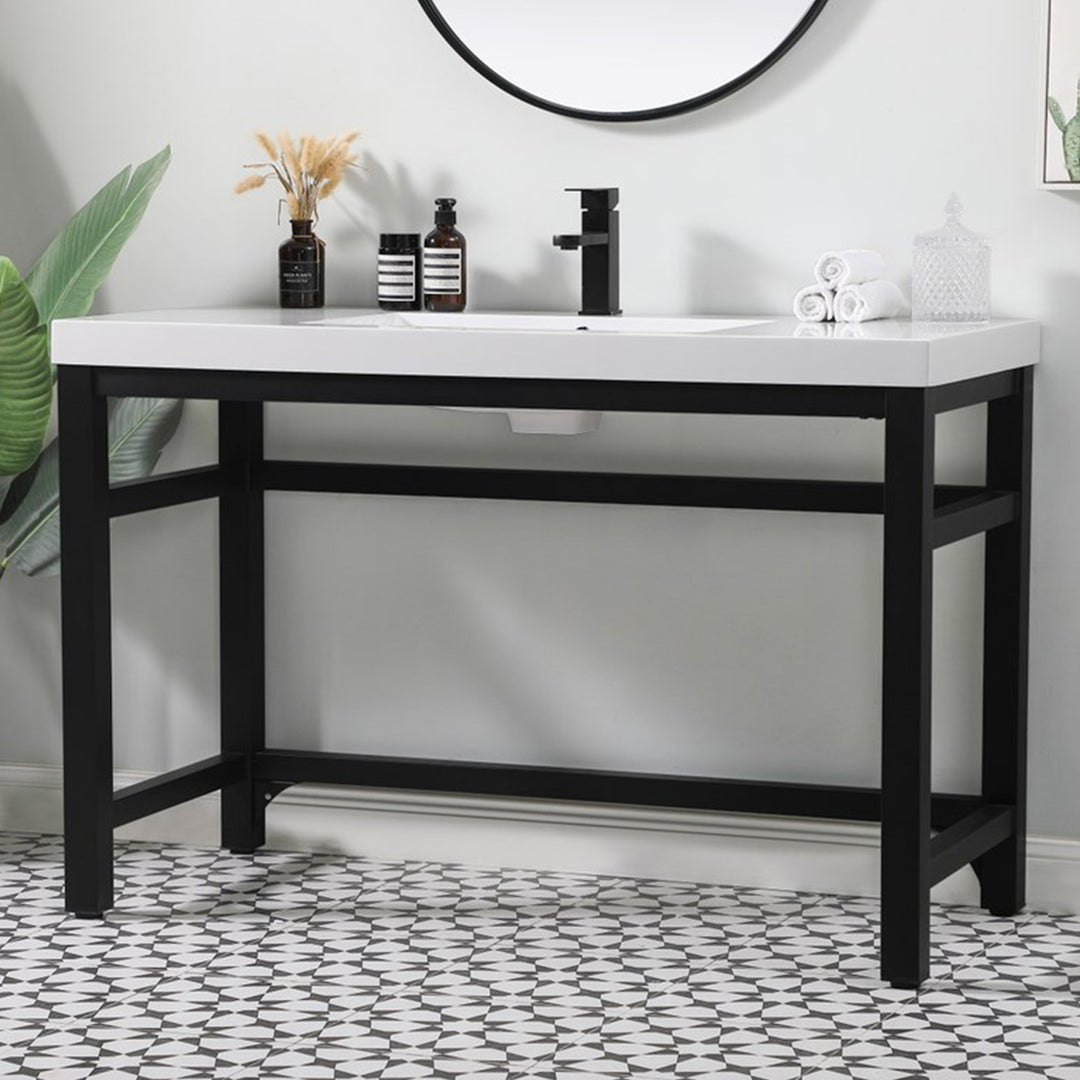 48 Inch Ada Compliant Single Bathroom Metal Vanity In Black Black Finish - KITCHEN & BATH by Joshua Marshal