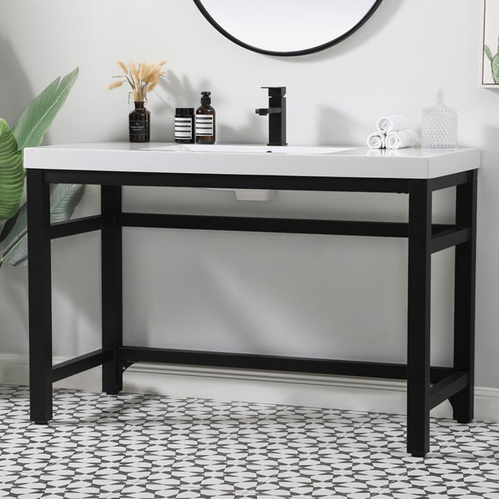 48 Inch Ada Compliant Single Bathroom Metal Vanity In Black Black Finish - KITCHEN & BATH by Joshua Marshal