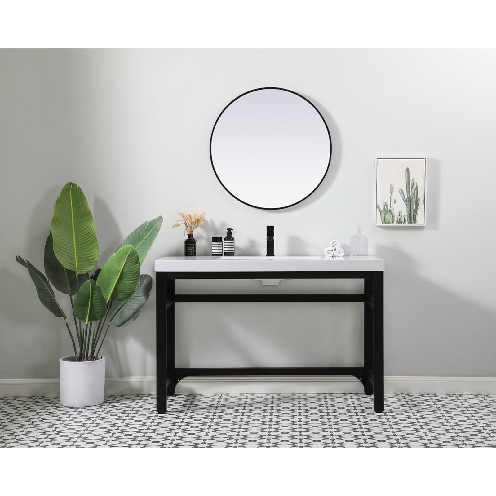 48 Inch Ada Compliant Single Bathroom Metal Vanity In Black - View 2 - Joshua Marshal