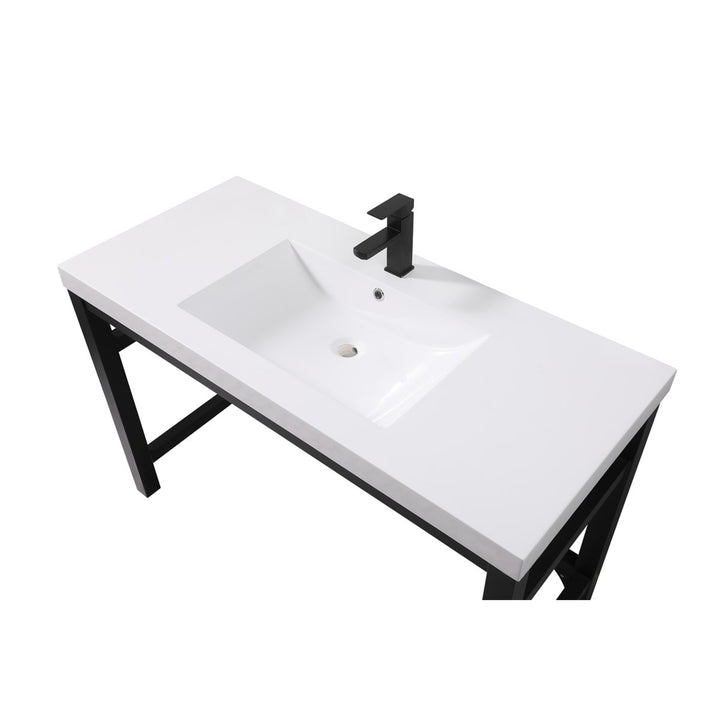 48 Inch Ada Compliant Single Bathroom Metal Vanity In Black - View 5 - Joshua Marshal