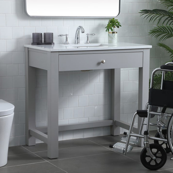 36 Inch Ada Compliant Bathroom Vanity In Grey Grey Finish - KITCHEN & BATH by Joshua Marshal