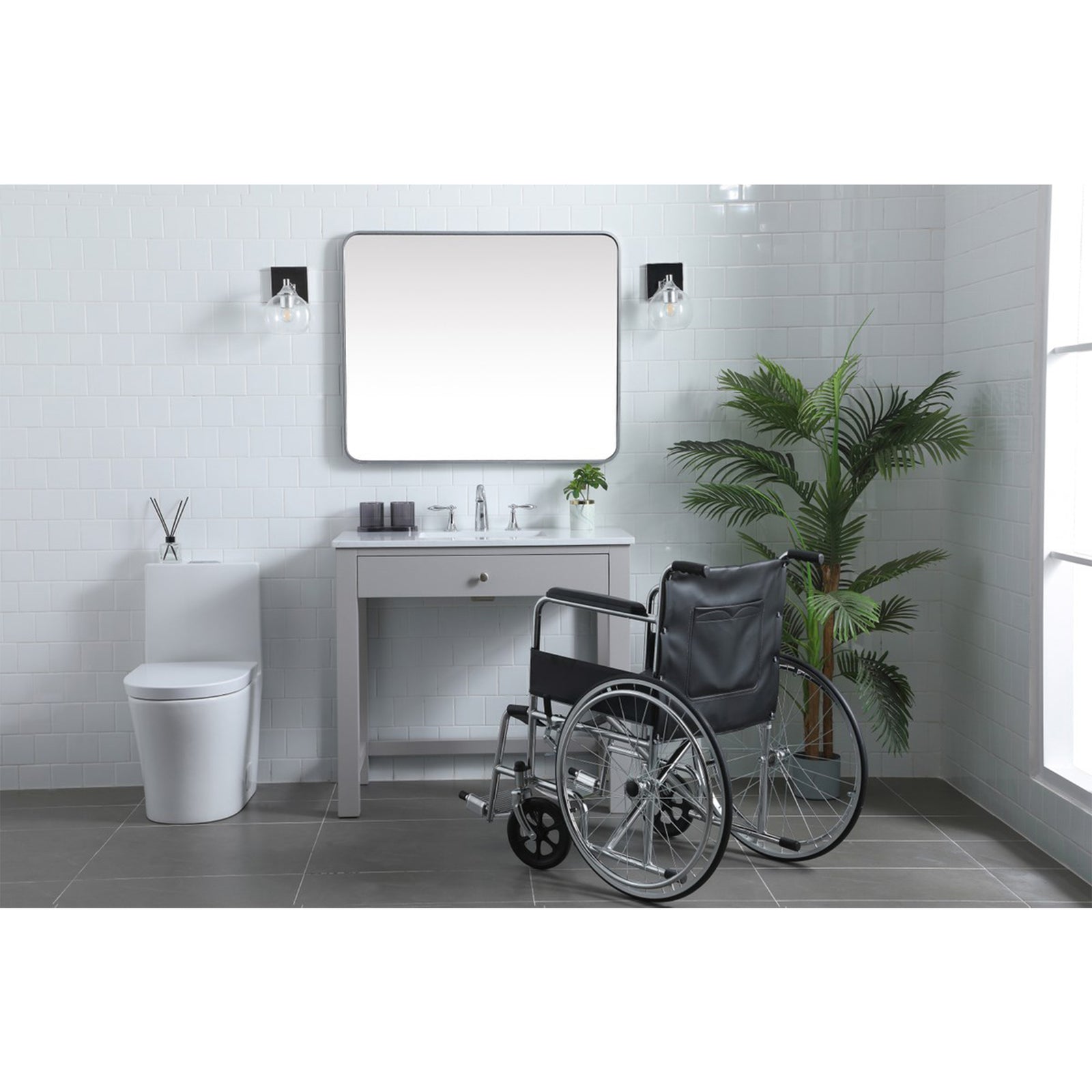 36 Inch Ada Compliant Bathroom Vanity In Grey - View 2 - Joshua Marshal