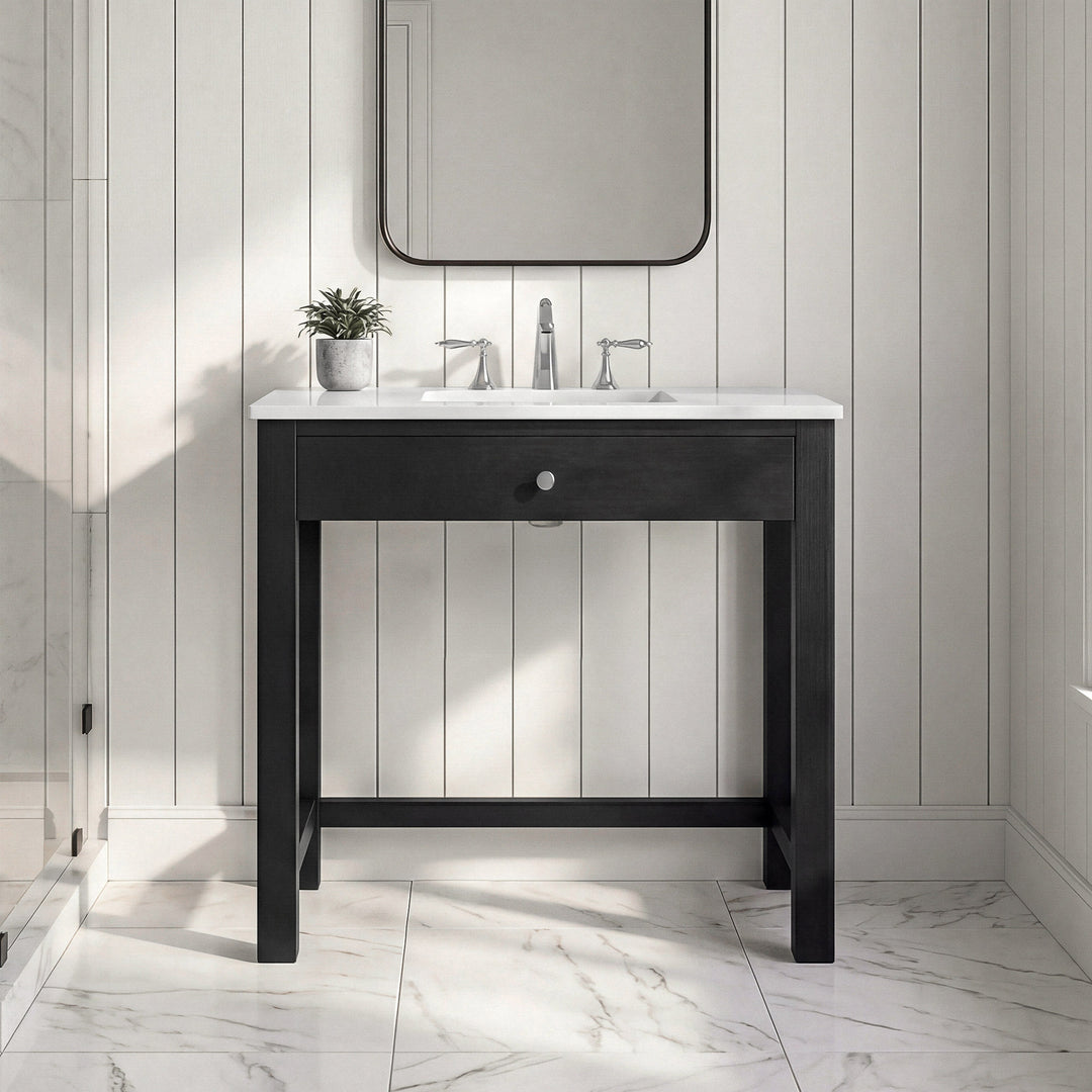 36 Inch Ada Compliant Bathroom Vanity In Black Black Finish - KITCHEN & BATH by Joshua Marshal