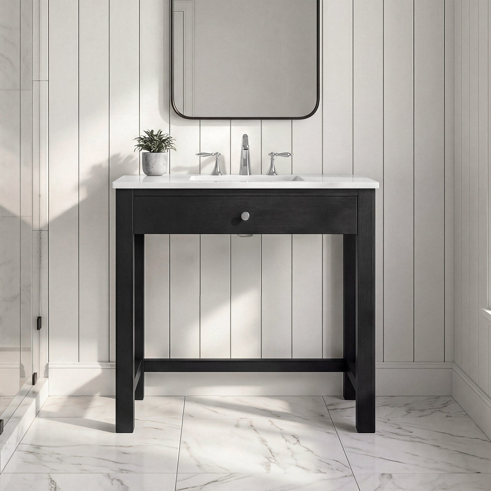 36 Inch Ada Compliant Bathroom Vanity In Black Black Finish - KITCHEN & BATH by Joshua Marshal