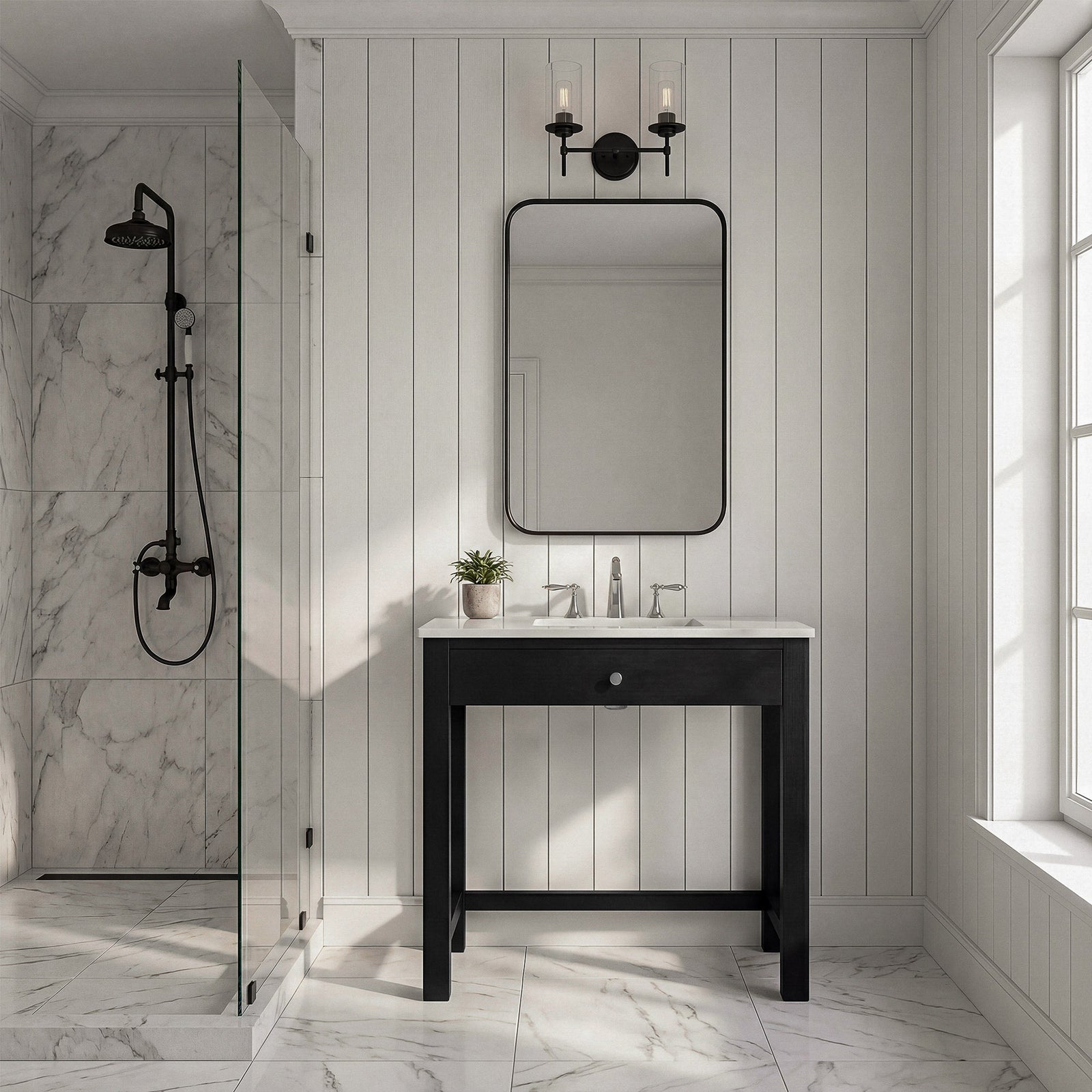 36 Inch Ada Compliant Bathroom Vanity In Black - View 2 - Joshua Marshal