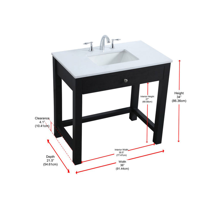 36 Inch Ada Compliant Bathroom Vanity In Black - View 5 - Joshua Marshal