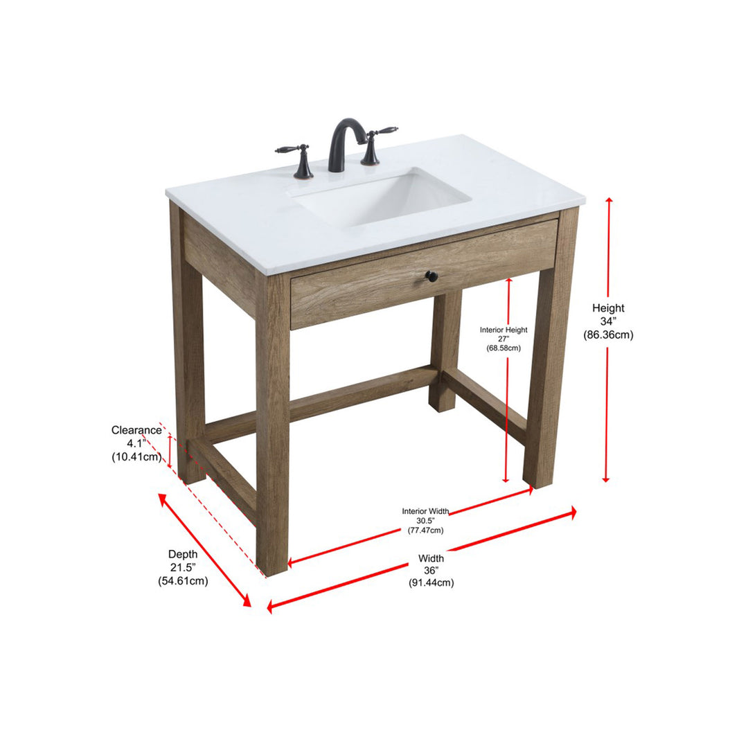 36 Inch Ada Compliant Bathroom Vanity In Natural Oak - View 5 - Joshua Marshal
