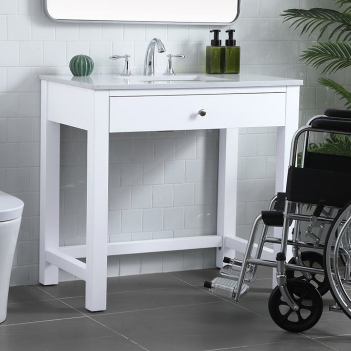 36 Inch Ada Compliant Bathroom Vanity In White White Finish - KITCHEN & BATH by Joshua Marshal