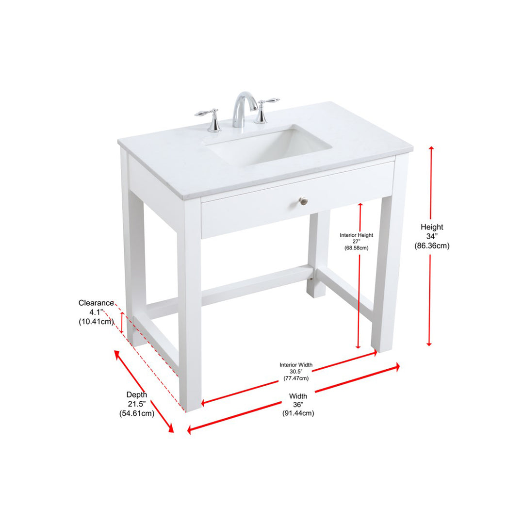 36 Inch Ada Compliant Bathroom Vanity In White - View 6 - Joshua Marshal