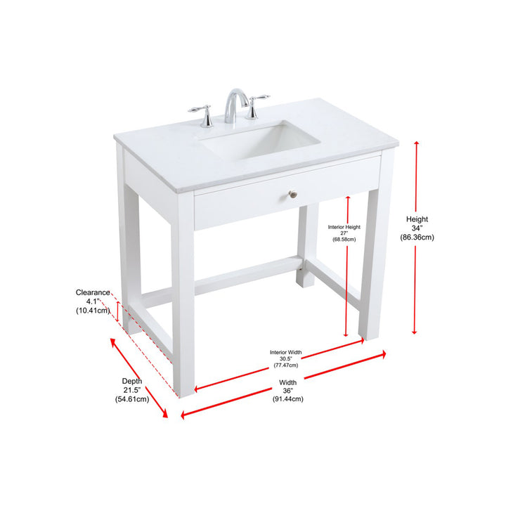 36 Inch Ada Compliant Bathroom Vanity In White - View 6 - Joshua Marshal
