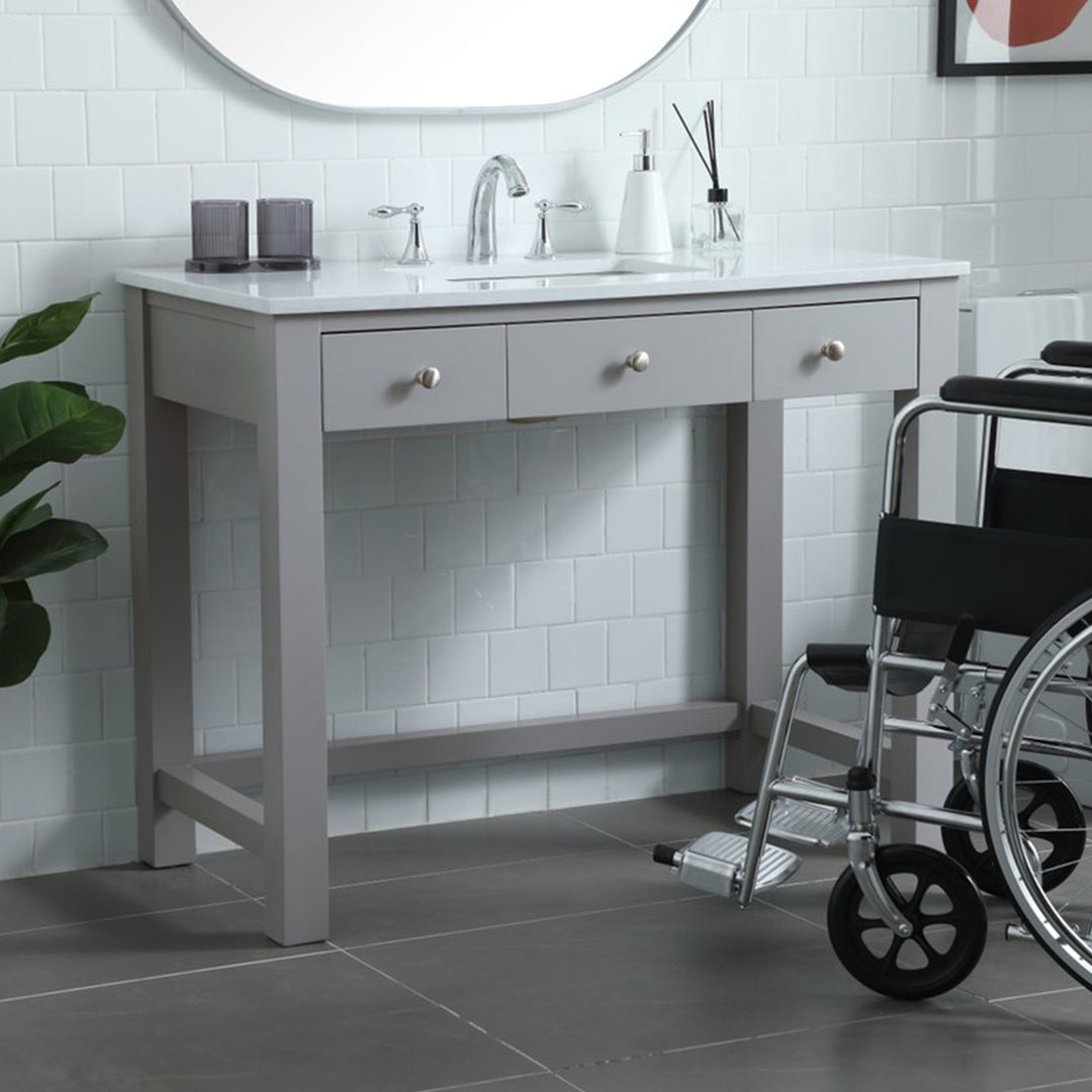 42 Inch Ada Compliant Bathroom Vanity In Grey Grey Finish - KITCHEN & BATH by Joshua Marshal