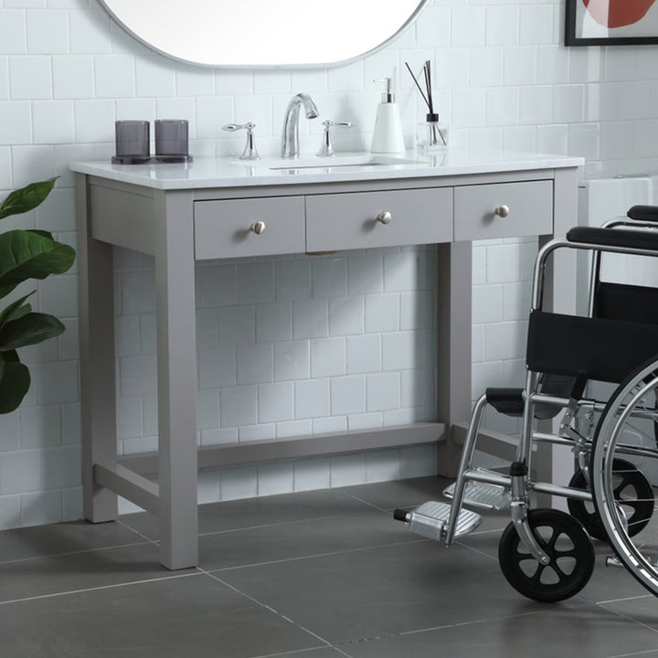 42 Inch Ada Compliant Bathroom Vanity In Grey Grey Finish - KITCHEN & BATH by Joshua Marshal