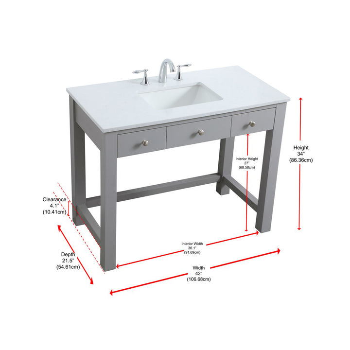 42 Inch Ada Compliant Bathroom Vanity In Grey - View 6 - Joshua Marshal