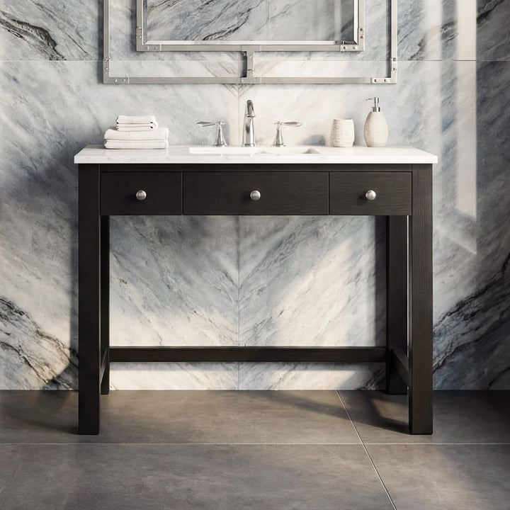 42 Inch Ada Compliant Bathroom Vanity In Black Black Finish - KITCHEN & BATH by Joshua Marshal
