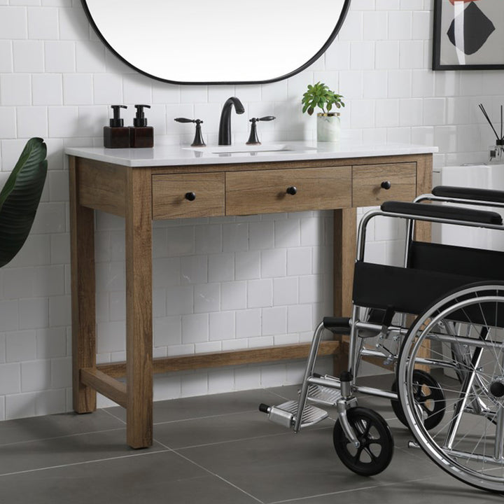 42 Inch Ada Compliant Bathroom Vanity In Natural Oak Natural Oak Finish - KITCHEN & BATH by Joshua Marshal