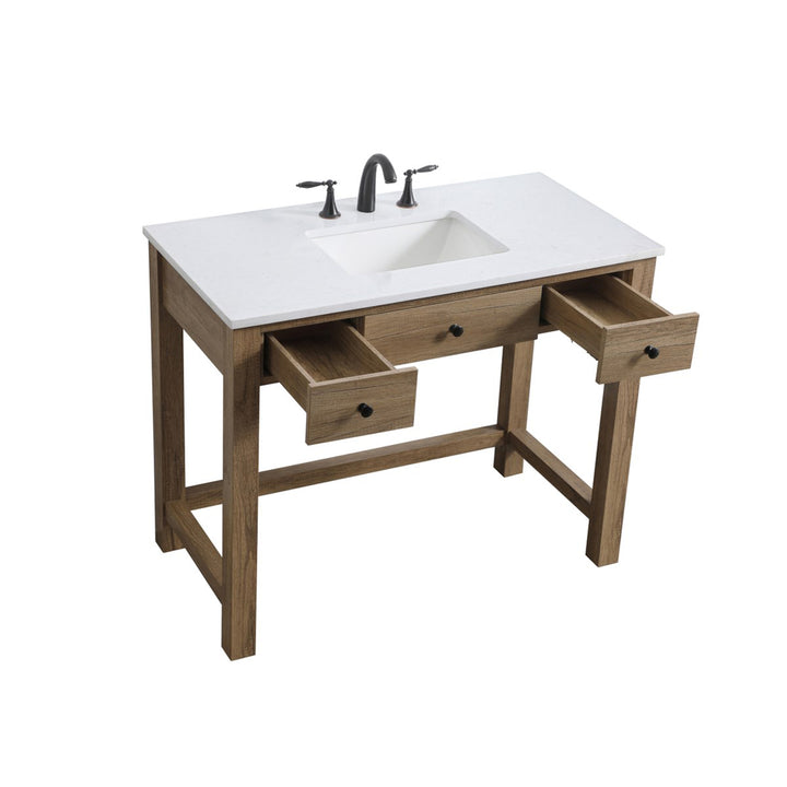 42 Inch Ada Compliant Bathroom Vanity In Natural Oak - View 4 - Joshua Marshal