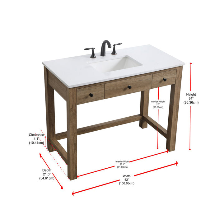 42 Inch Ada Compliant Bathroom Vanity In Natural Oak - View 6 - Joshua Marshal