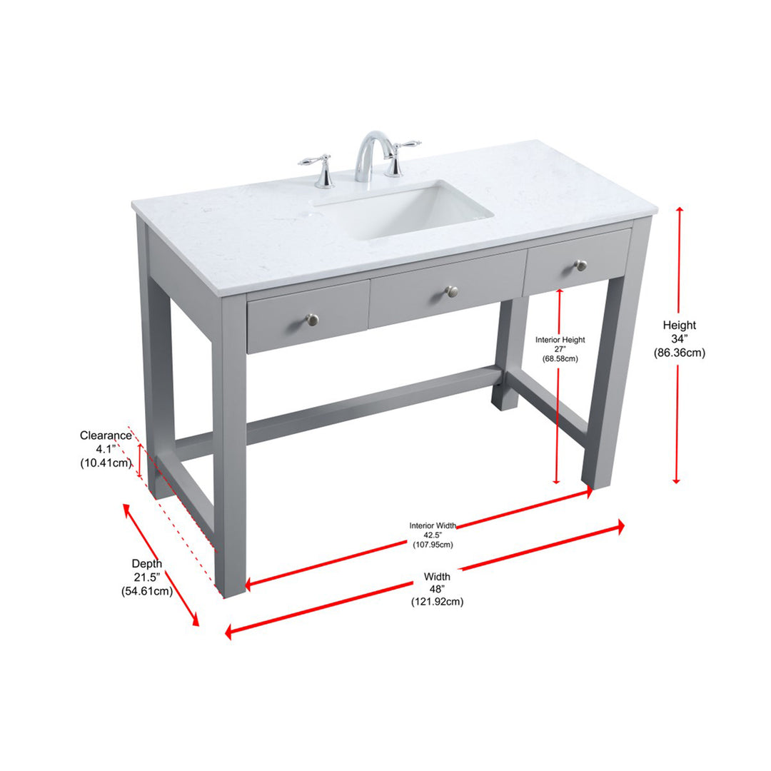 48 Inch Ada Compliant Bathroom Vanity In Grey - View 6 - Joshua Marshal